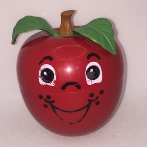 Vintage Fisher Price Happy Apple Roly Poly Infant Baby Chime Toy Big Apple